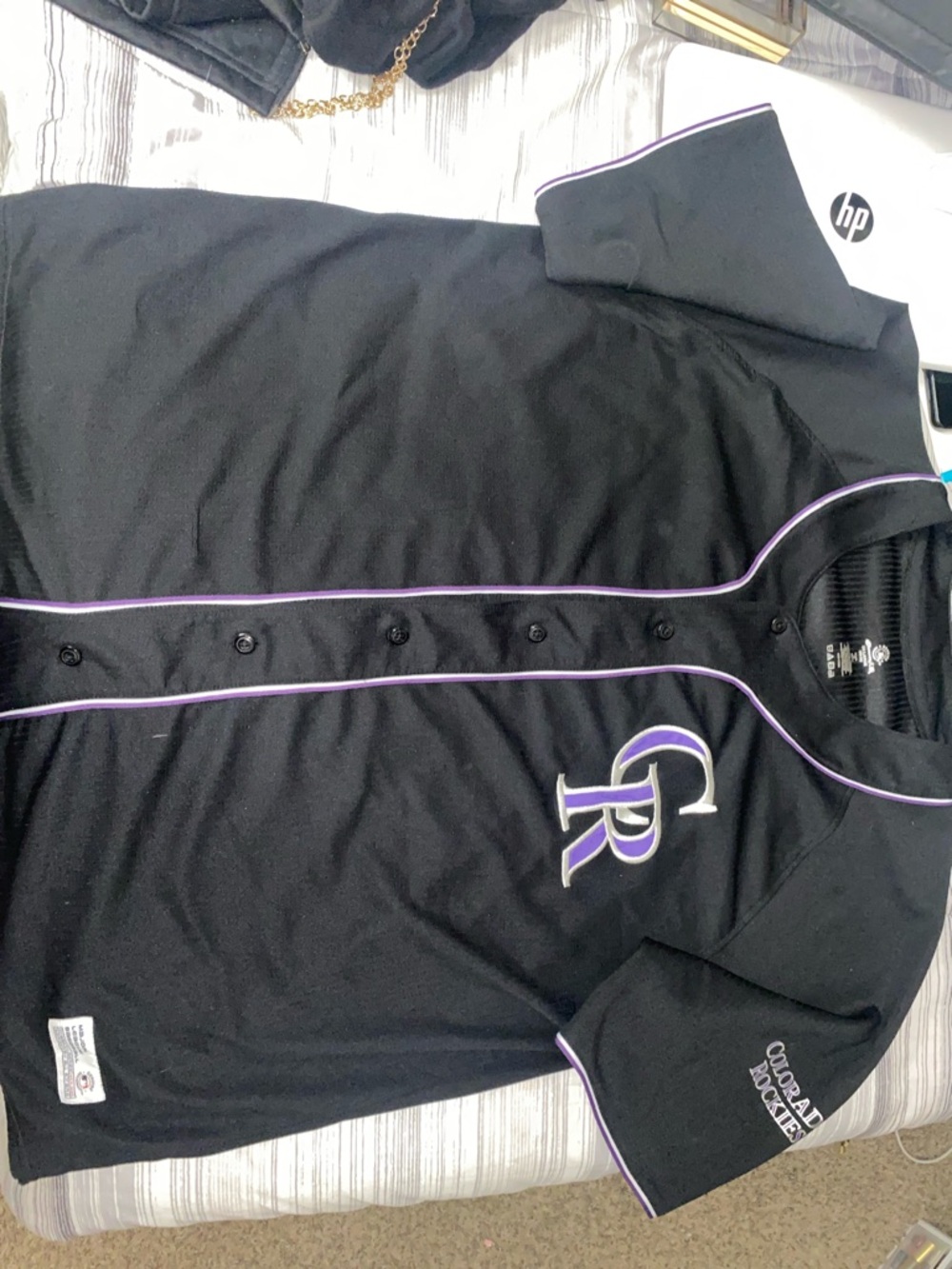 NWOT Men’s 2XL Colorado Rockies Black/Purple Button-Up Baseball Jersey